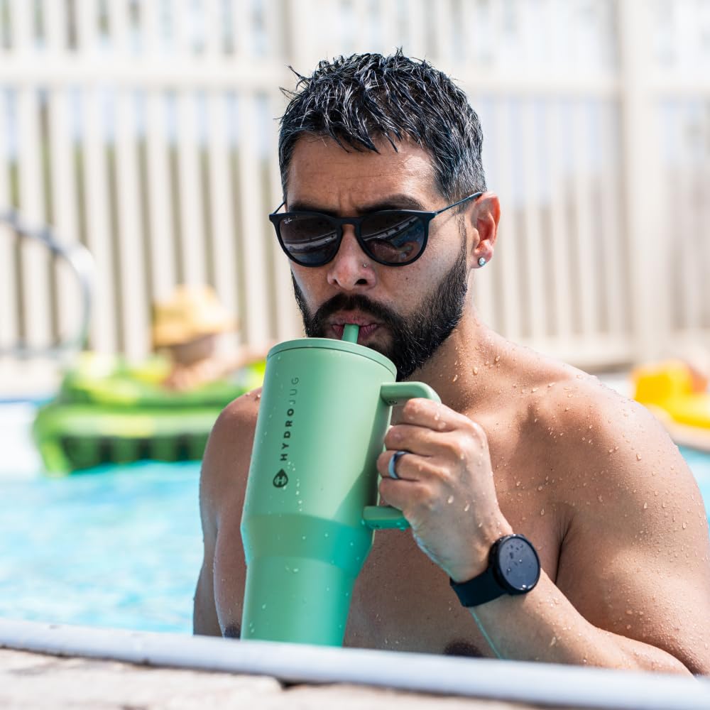 Tumbler Flat Lid with stainless Steel Straw 1.2 Liter (40 Oz)