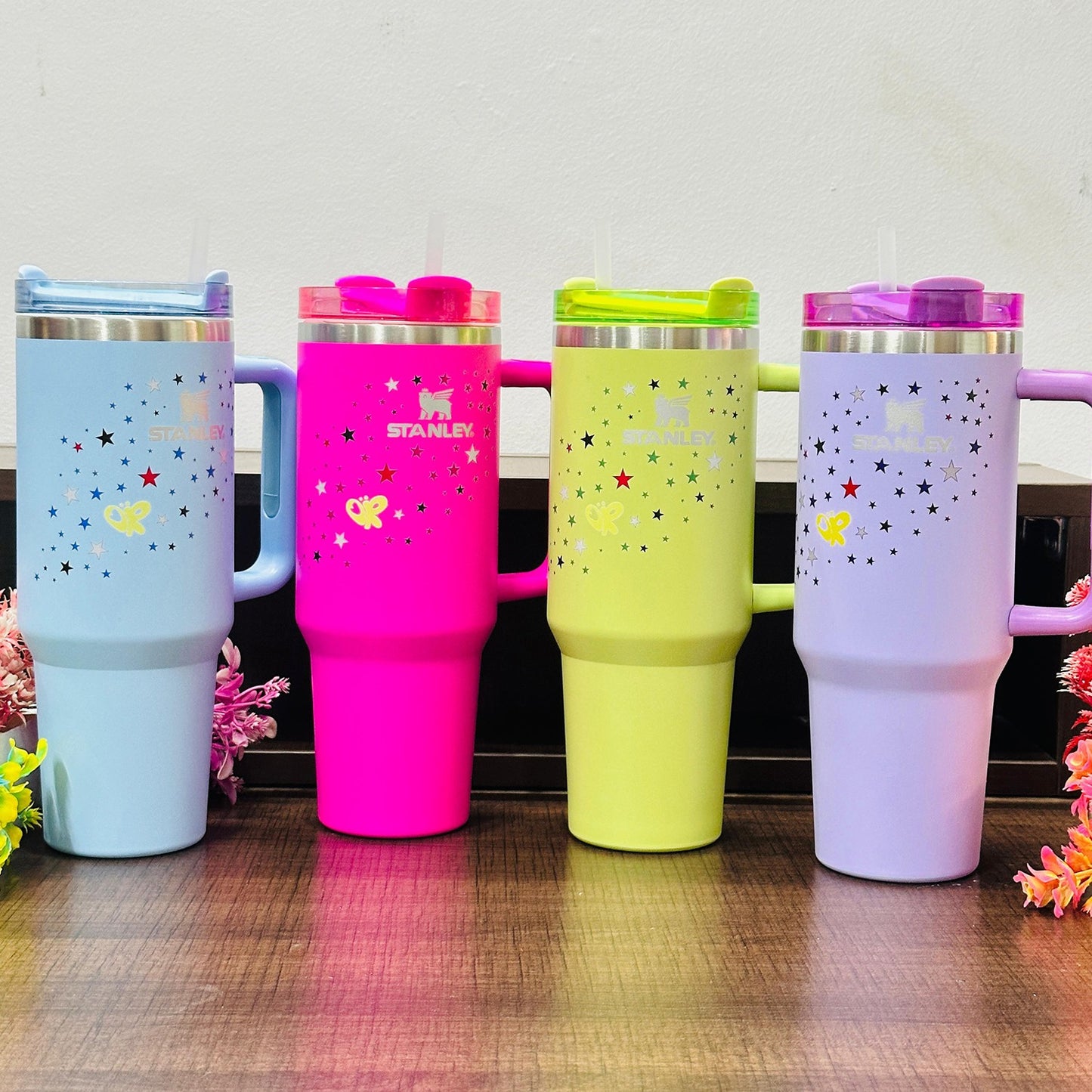 STANLEY Tumbler Flower, Butterfly, Flower, Star Printed 1.2 Liter (40 Oz)