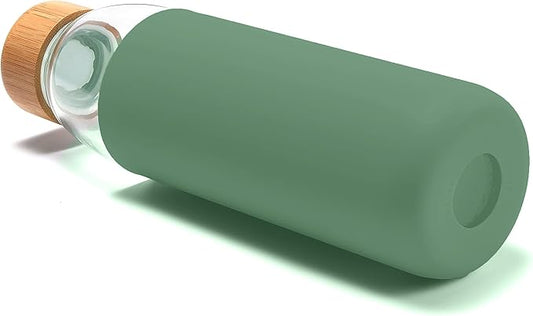 Glass Water Bottles with Bamboo Lid